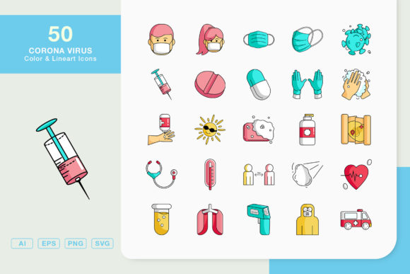 Corona Virus Icon Set for Modern Web Design