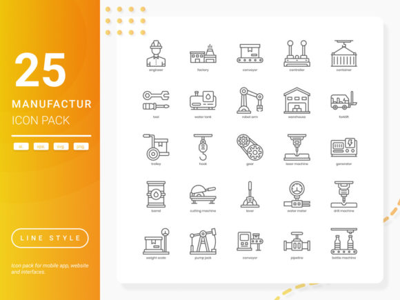 Manufacturing Icon Pack for Crafting and Graphics