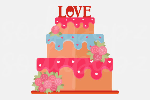 Valentines - 3 Tier Cake Graphics for Icons and Digital Products